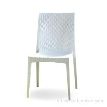 Chaise en plastique sans empilement en tissu en rotin blanc